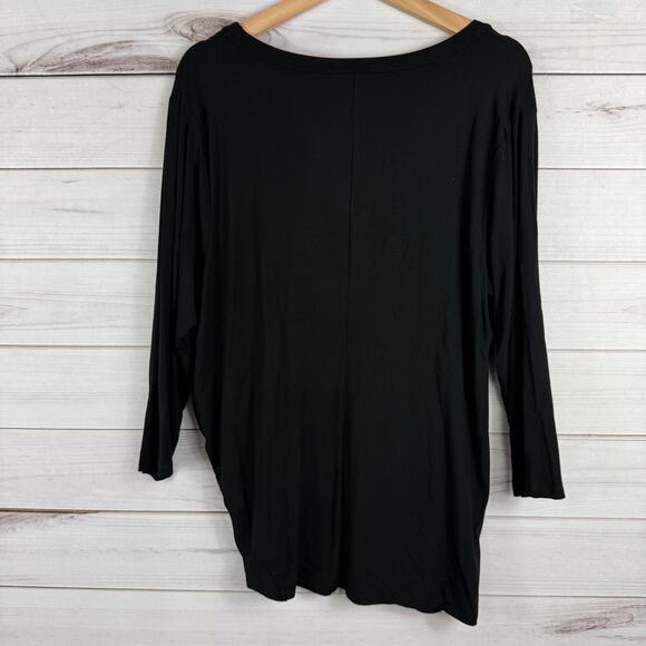Carmen Marc Valvo Womens Black Twist Tie Quarter Sleeve Blouse NWT Size XL - Picture 6 of 7